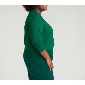 Universal Standard Crewneck Merino Wool Oversized Sweater Sz 4XL Womens Green Lo